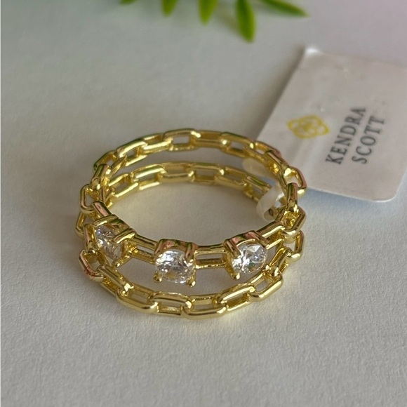 Kendra Scott Jewelry - NWT Kendra Scott Lexi Gold Set of 2 rings in White CZ Size 9